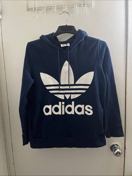 adidas Other - adidas Navy Crewneck Hoodie with White Trefoil Logo